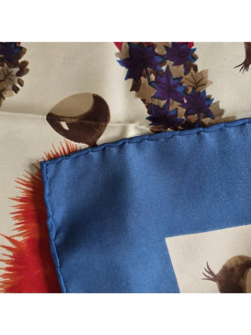 Vtg Salvatore Ferragamo Fox Silk Floral Print Hand Rolled Scarf